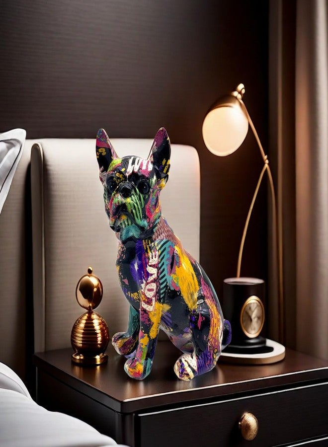 FUNSXBUG Colorful Art French Bulldog Statue Dog Figurines Sculpture Collectibles Home Office Desktop Decor Outdoor Garden Display Decoration Resin (Colour 3) - Image 4